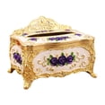 thumbnail image 2 of Elegante soporte para caja de pañuelos, dispensador Rectangular, organizador de cubierta de caja de papel de pañuelos faciales para , , Oro Púrpura Gloria Cubierta de papel de seda, 2 of 8