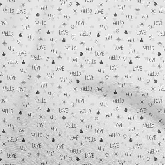 oneOone Cotton Silk White Fabric Text Sewing Fabric By The Yard Printed Diy Clothing Sewing Supplies 42 Inch Wide