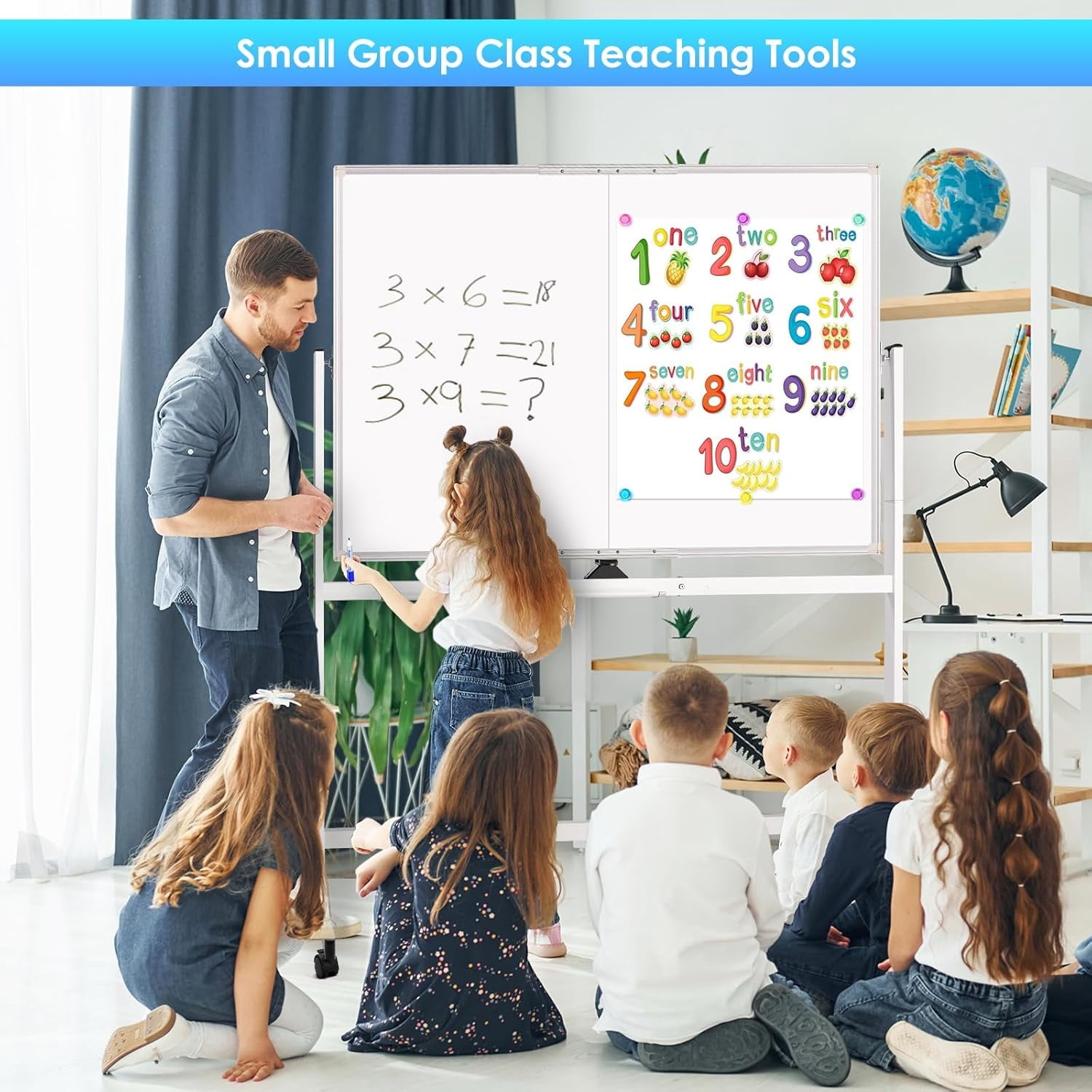 Maxtek Rolling Whiteboard, 48x36 Large Magnetic White Board with Stands, Double-Sided Dry Erase Board on Wheels for Homeschool, Office, School
