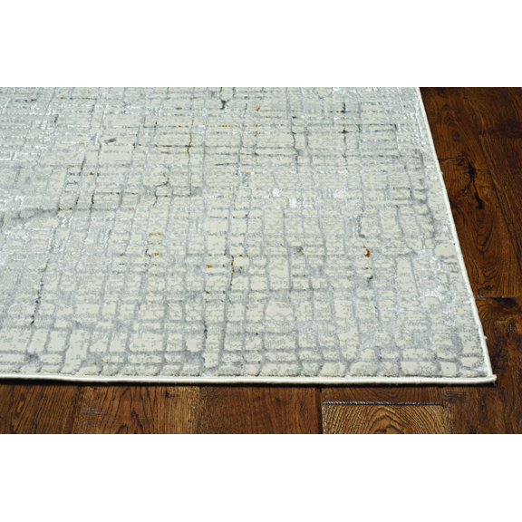 7' Grey Machine Woven Abstract Lines Indoor Runner Rug