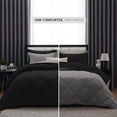 thumbnail image 3 of D.N.G. BEDDINGS 3 Piece Luxury Reversible Diamond Pattern Comforter Set Premium Super Soft, All Season 800 TC, 100% Egyptian Cotton Super King Size Dark Grey/Black Solid Color, 3 of 7