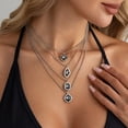 thumbnail image 4 of NICKSUN Minimalist Multi-Layer Beaded Chain Necklace, Dainty Silver Stackable Choker with Black Acrylic Gem Pendant, 4 of 9