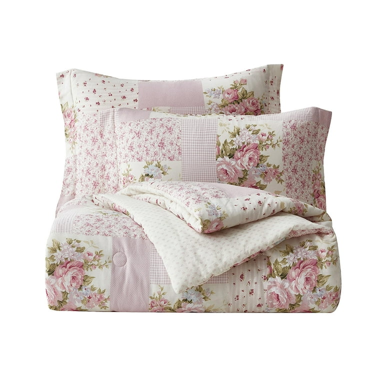 Chezmoi Collection Set copripiumino floreale jacquard da 7 pezzi (Queen, Woodrose/Grigio