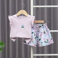 thumbnail image 2 of Kids Girl Clothes Baby Girl Cute Floral Outfit Flutter Sleeve Tank Top & Floral Print Pants Summer Clothing Set, 2 of 6