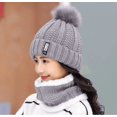 thumbnail image 2 of Gorro de lana de punto de invierno Suéter Corbata Versátil Conjunto de dos piezas con forro polar Aislamiento en frío (Gris), 2 of 5
