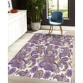 thumbnail image 4 of Paisley Decorative Rug, Blue and Purple Flowers Leaves Floral Pattern Bohemian Style Country Print, Quality Carpet for Bedroom Dorm and Living Room, 6 Sizes, Khaki Lavender, by Ambesonne, 4 of 4