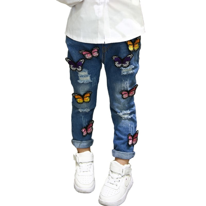 Girls Stretchy Jeans Kids  Ripped Skinny pants Denim Jeans Jeggings 5-12 Years 