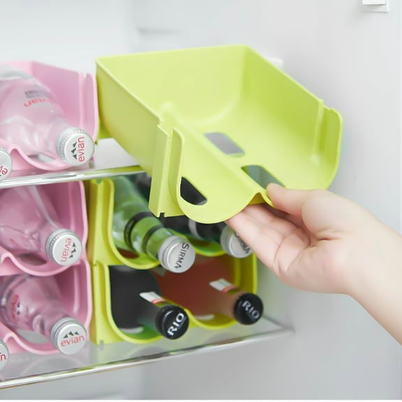 HOOWIFFY Kitchen Organizers Soda Can Bottle Organizer Pink 1Pcs Stackable Design