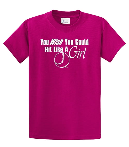 Softball Short Sleeve T-shirt Wish You Could Hit Like A Girl Funny Girls Fast - Picture 33 of 90