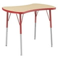 thumbnail image 1 of FDP Bowtie Premium Activity School and Office Table (34 x 36 inch), Standard Legs with Swivel Glides for Collaborative Spaces, Adjustable Height 19-30 inches - Maple Top and Red Edge, 1 of 1
