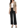 thumbnail image 2 of INSPIRE CHIC Blazer for Women's Short Sleeve Lapel Open Front Business Work Casual Suit Jackets with Pockets XS Camel, 2 of 6