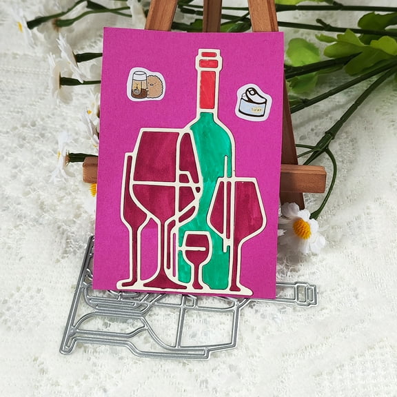 Die Cuts for Card Making, Ouginx Wine Bottle Metal Cutting Dies DIY Die Cutters Die Stencils for Scrapbooking, Embossing & More