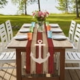 thumbnail image 4 of Nautical Anchor 36 Inch Table Runner, Red Beige Rretro Wooden Board Textures Farmhouse Dresser Scarf Cotton & Linen Tablerunner for Dining/Kitchen Island/Holiday Party Décor Small 13" x 36", 4 of 9