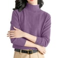 thumbnail image 5 of Holzkary Turtleneck Sweaters for Women Long Sleeve Knitted Base Layer with A Loose Inner Sweater Long Sleeve Knitted Pullover Tops Seamless Slim Fitted Lightweight Casual Thermal Tops Purple 3Xl, 5 of 9