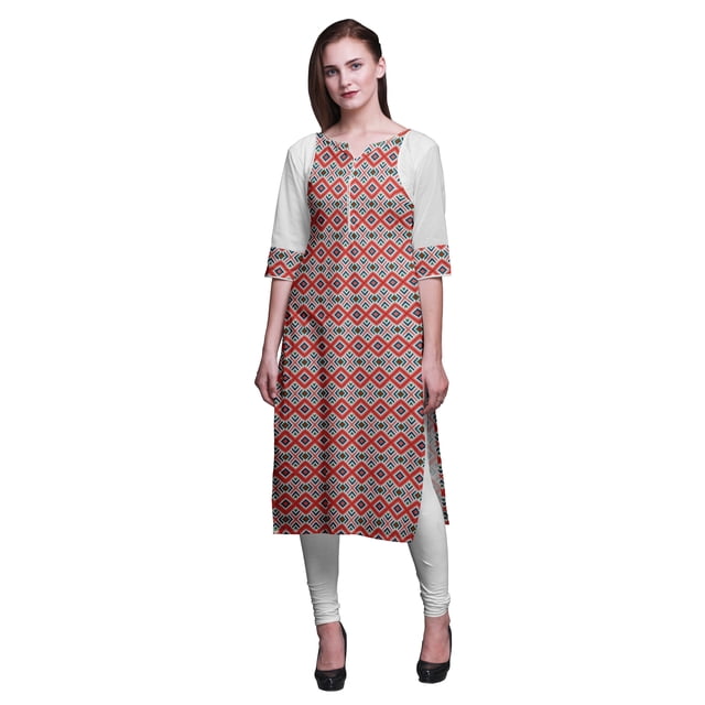 Bimba Kurtis Droites Imprimées en Coton pour Femmes, Kurta à Panneaux, Tunique d'Été - X-Grand