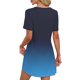 thumbnail image 4 of Vestido de Verano de Manga Corta Estampado Gradiente Cuello Redondo Vestido Plisado Delantero con Bolsillo, Poliéster, 4 of 9