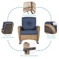 thumbnail image 6 of MEETWARM 4 Pieces Outdoor Wicker Patio Conversation Sets with Glider Loveseat, 2 Chairs with Glass-Top Coffee Table Wicker Rocking Chair Set, Wicker Conversation Set w/Thickened Cushions, Navy Blue, 6 of 9