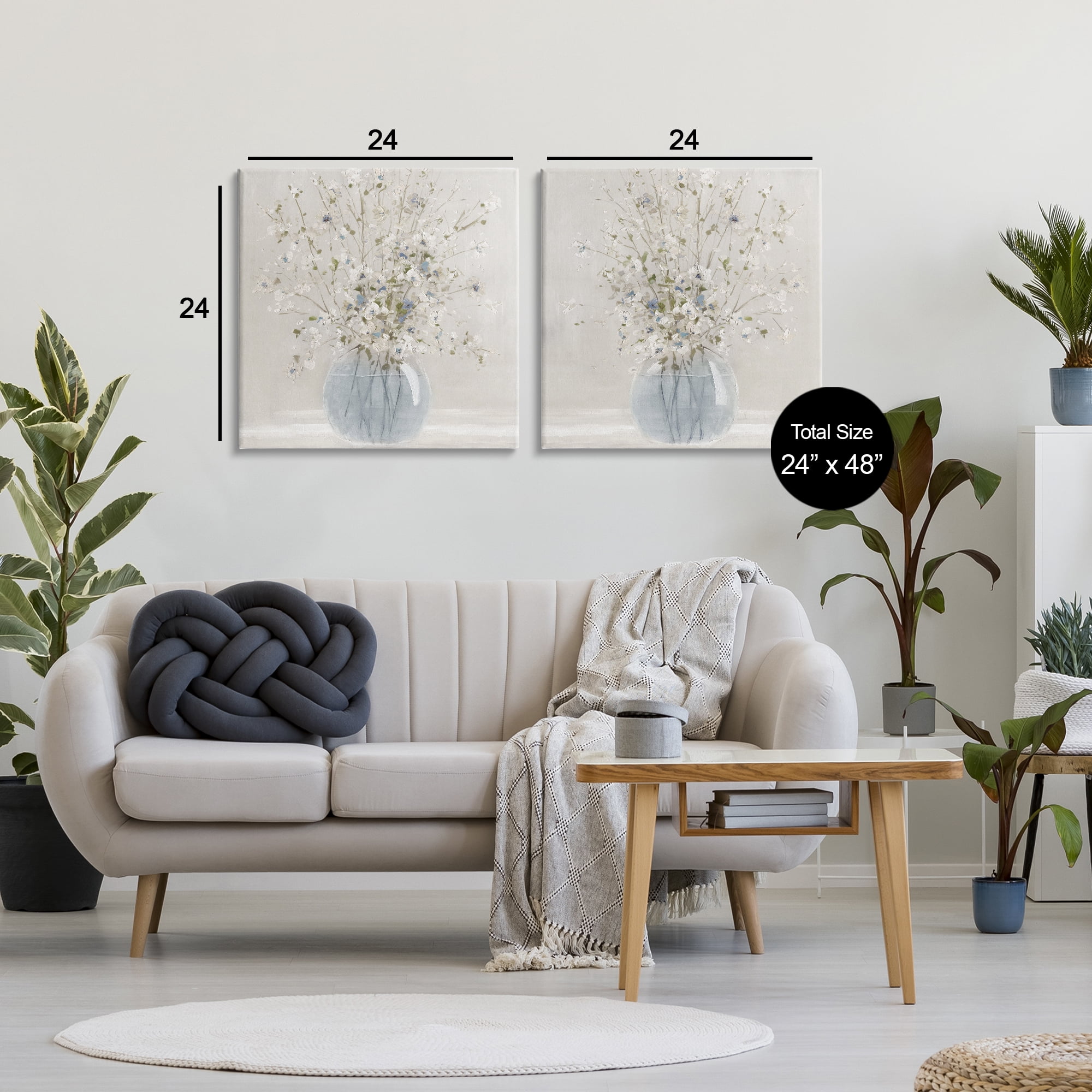 Stupell Industries Delicate Glass Vase Bouquet 2 Piece Canvas Wall Art Set, design by Carol Robinson