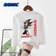 thumbnail image 2 of Camiseta de manga larga con estampado de Sonics para mujer, de color puro, de algodón, informal, con dibujos animados bonitos, de anime, transpirable y absorbente de sudor para niños, 2 of 5