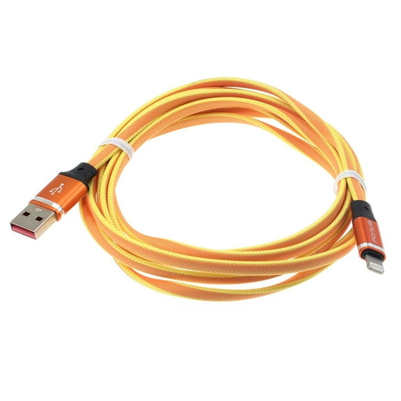 6ft Long USB Cable Orange Fast Charger Cord Power Wire Braided Q7B
