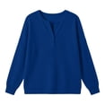 thumbnail image 6 of Women Top Sevevn Henley Notched Neck Loose Fit Waffle Knit Fabric Drop Shoulder Long Sleeve Ribbed Cuffs Pullover For Daily Office Casual Wear, 6 of 9