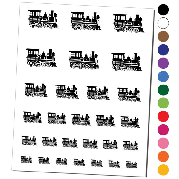 Classic Vintage Locomotive Train Steam Engine Water Resistant Temporary Tattoo Set Fake Body Art Collection - Red