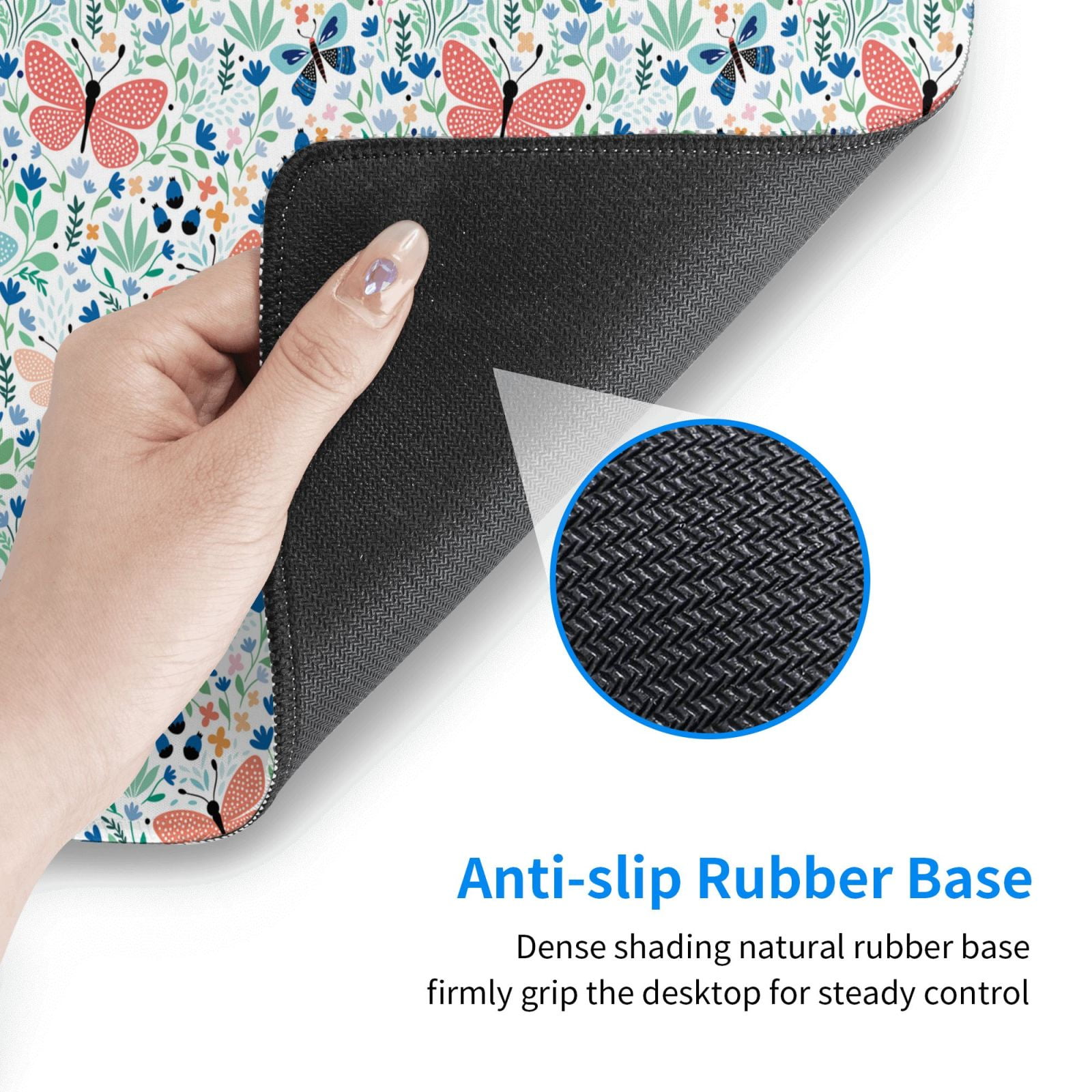 Naloa Butterflies Gaming Mouse Pad Large Mouse Mat Long Extended Desk Pad Non-Slip Rubber Mice Pads Stitched Edges Thin Pad (16x29.5 Inch)