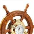 thumbnail image 2 of Nagina International Nautical Premium Wide Brass Porthole Ship Wheel Clock | Wall Hanging | Numerals | Vintage Gift (24 Inches), 2 of 4