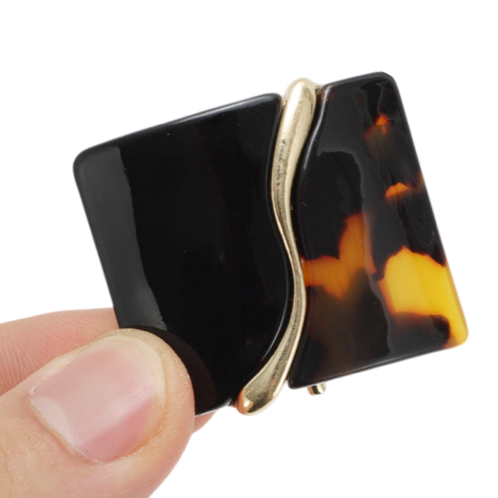 Unique Bargains Splicing Ponytail Buckle Hair Clip for Women 1 Pc Yellow, Black