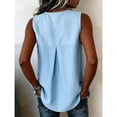 thumbnail image 5 of Miluxas Women's Lightweight Side Lace Up Sleeveless Blouse Summer Solid Round Neck Loose Fit Tunic Tank Tops Blue, 5 of 6