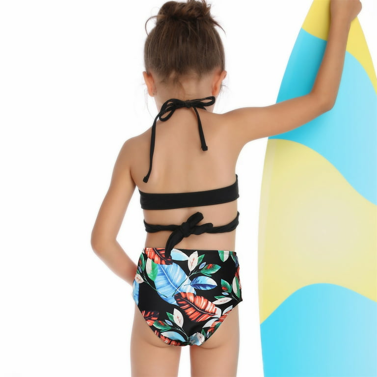JDEFEG Bathing Girls 10 12 Swimwear Halter Bandage Set Pieces Suit