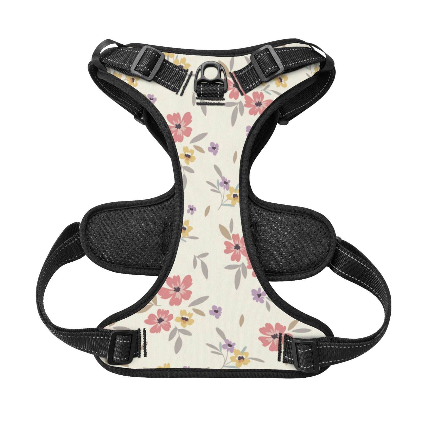 Kdxio Floral Print No Pull Dog Harness Adjustable Reflective Oxford Easy Control Medium Large Dog Harness for Training and Everyday-Small