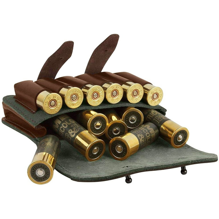 Leather Ammo Belt Pouch 12 GA Shell Holder Hunting Cartridge Bag