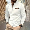 thumbnail image 2 of LNWUY Men's Casual Shirts Classic Long Sleeve Basic Button T-Shirt Color Block Lightweight Cotton Golf Tops with Pocket White M, 2 of 5
