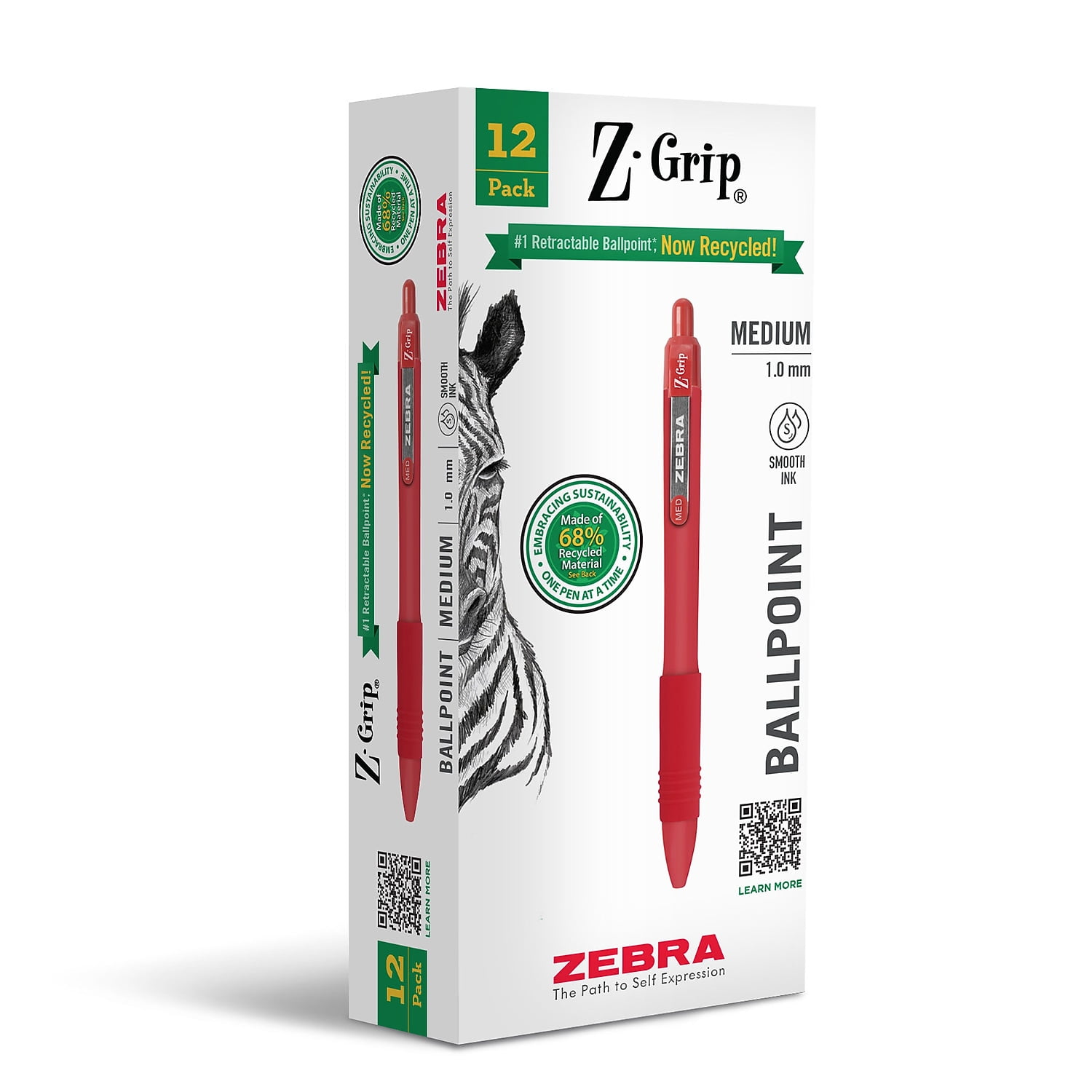 グリーンペン Zebra Z-Grip Recycled Retractable Ballpoint Pens Fine Point 0.7mm