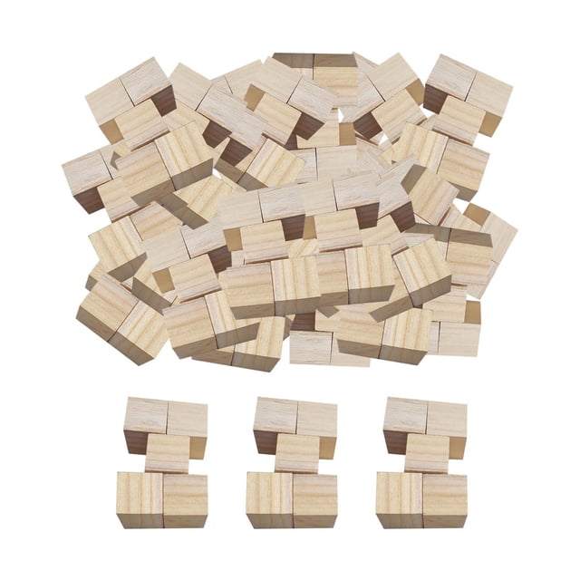 500 piezas de bloques de madera apilables, bloques de construcción de madera para manualidades, bloques cuadrados, proyectos de bricolaje 25 centímetros