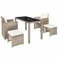 thumbnail image 2 of vidaXL 5 Piece Patio Dining Set with Cushions Poly Rattan Beige, 2 of 10