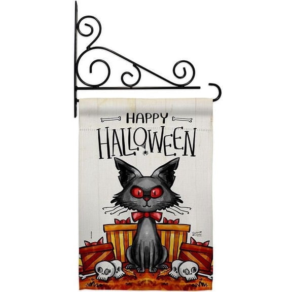 Angeleno Heritage GS130409-P3-03 Kitty O Ween Falltime Halloween 13 x 18.5. in. Double-Sided Decorative Vertical House Garden Flag Set for Decoration Banner Yard Gift