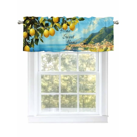 Lemon Valances for Windows Rod Pocket Kitchen Valance Curtains - Soft & Washable Small Window Treatment for Living Room Bathroom Summer Ocean 54x18inch