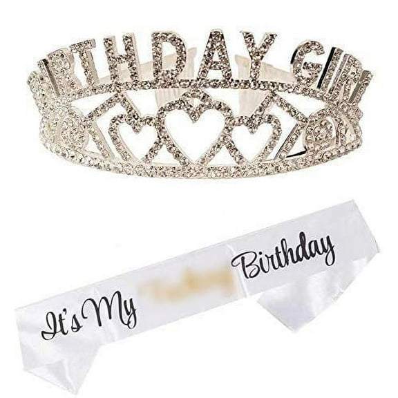 Meant2Tobe | Birthday Decoration Birthday Crown Its My Birthday White Satin