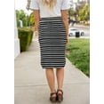 thumbnail image 6 of Wenseny Stripe Straight Skirt for Women Elastic Waist Fashion Casual Skirts Black 2XL, 6 of 6