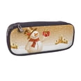 thumbnail image 2 of Lsque Christmas Snowman Gift Printed Big Capacity PU Leather Pencil Case Large Pencil Pouch Stationery Pen Bag Pencil Holder for Teen, 2 of 6