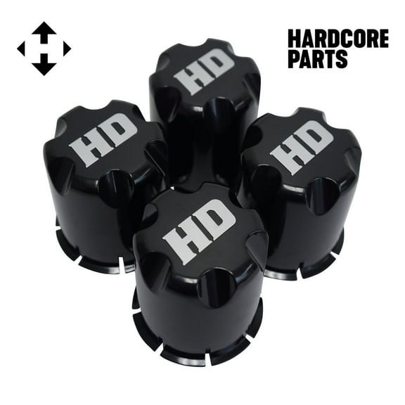 Hardcore Parts Golf Cart UTV ATV Wheel Rim 'HD' Black Center Caps (Set of 4)