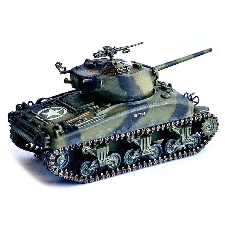 American M4A3(76) W VVSS Sherman Tank 1/72 Scale Pre-Built Model - ABS Pre-Painted, 4.1" Length, Germany 1945, Collectible Display