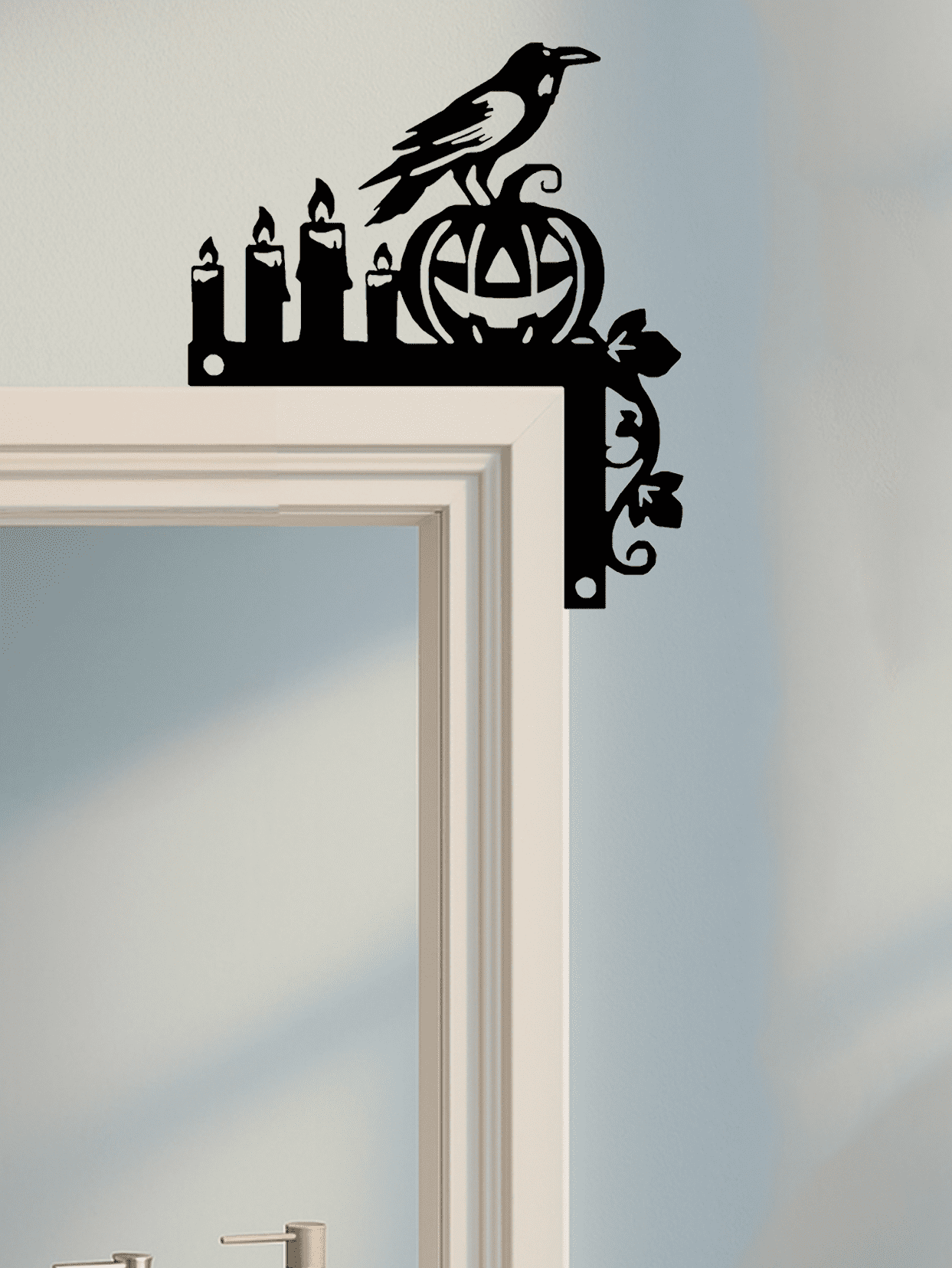 Gothic Witch Cauldron Door Hanger Heavy Duty Metal Silhouette Wall Decor for Halloween Christmas Holiday Indoor Outdoor Home Office Gift