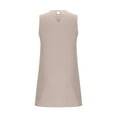 thumbnail image 6 of ZQUUVOU Women's Dress Summer Solid Color Round Neck Sleeveless A Line Mini Dress Khaki,S, 6 of 7