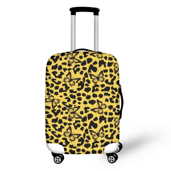 HELLHERO Butterfly Leopard Print Travel Protection Cover, Polyester Spandex Anti Stain Durable Luggage Protective Cover Suitcase Sleeve All Size
