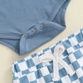 thumbnail image 6 of Newborn Baby Boy 3PCS Outfits Daddy's Little Dude Long Sleeve Romper Checkerboard Pants Hat Sets Infant Cute Fall Clothes, 6 of 7