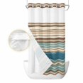 thumbnail image 2 of Blue Brown Beige No Hook Shower Curtain Waterproof,Bathroom Curtains with Snap in Liners and See Through Top Window,Boho Farmhouse Country Abstract Striped Hotel Bathtub Curtains Shower 36"Wx72"L, 2 of 8