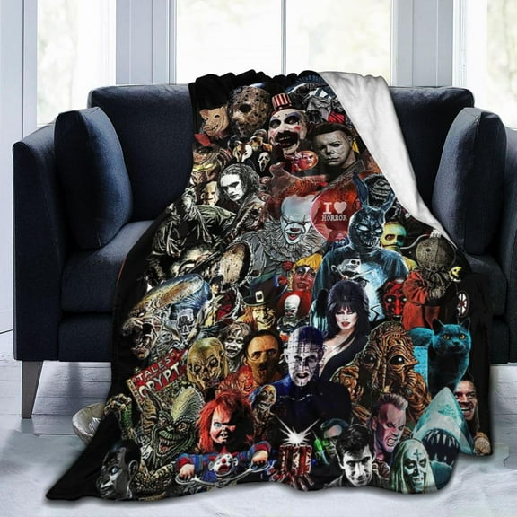 Horror Movie Blanket for Bed, Sofa, Camping, Cold Cinema Or Travel,Halloween Decoration Gifts Blankets for Your Family and Friend